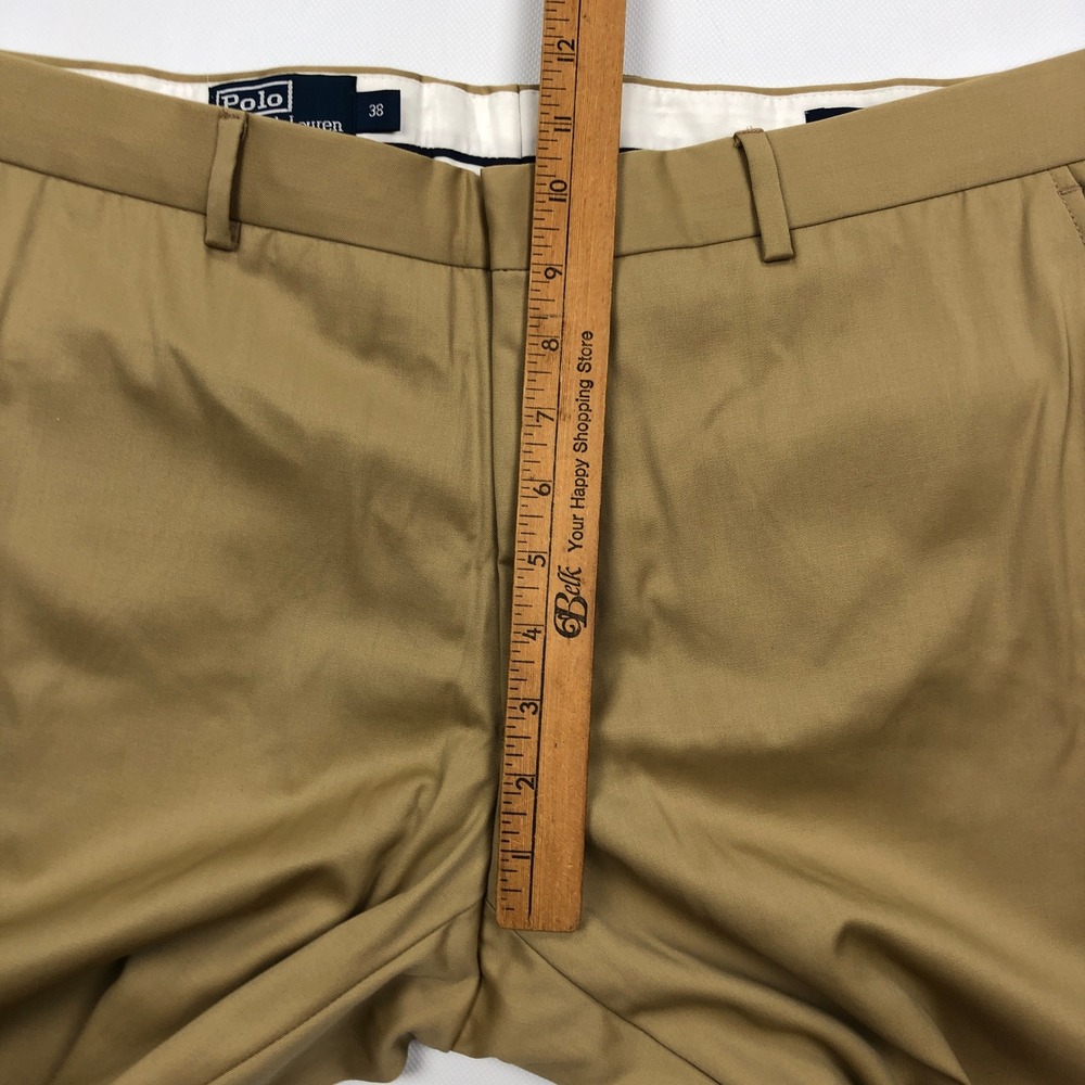 Polo Ralph Lauren Mens 38 Tan Wool Dress Pants Made in Italy Straight Leg Chino - Picture 10 of 13